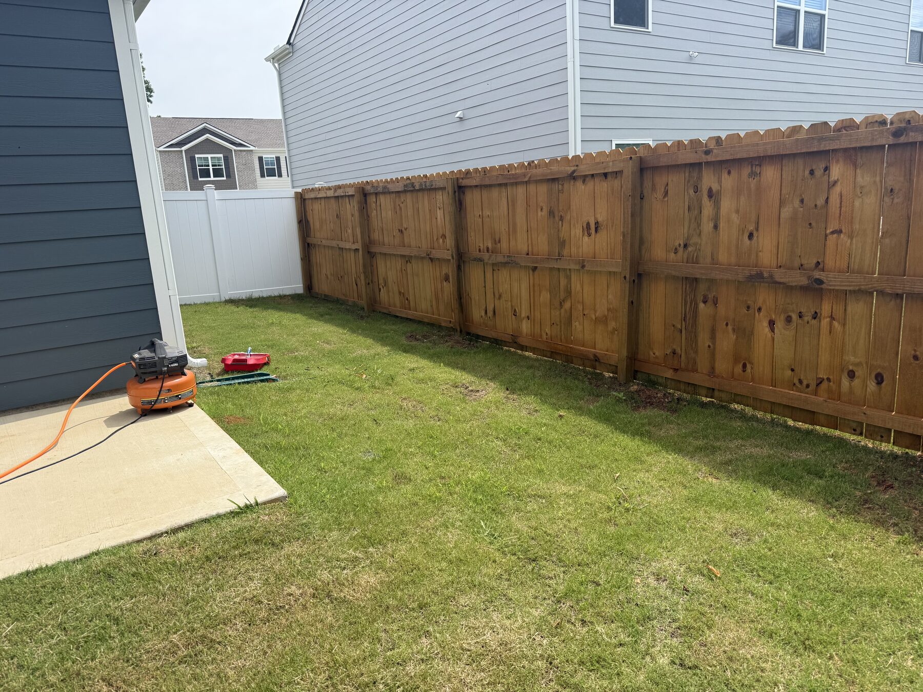 Completed cedar privacy fence